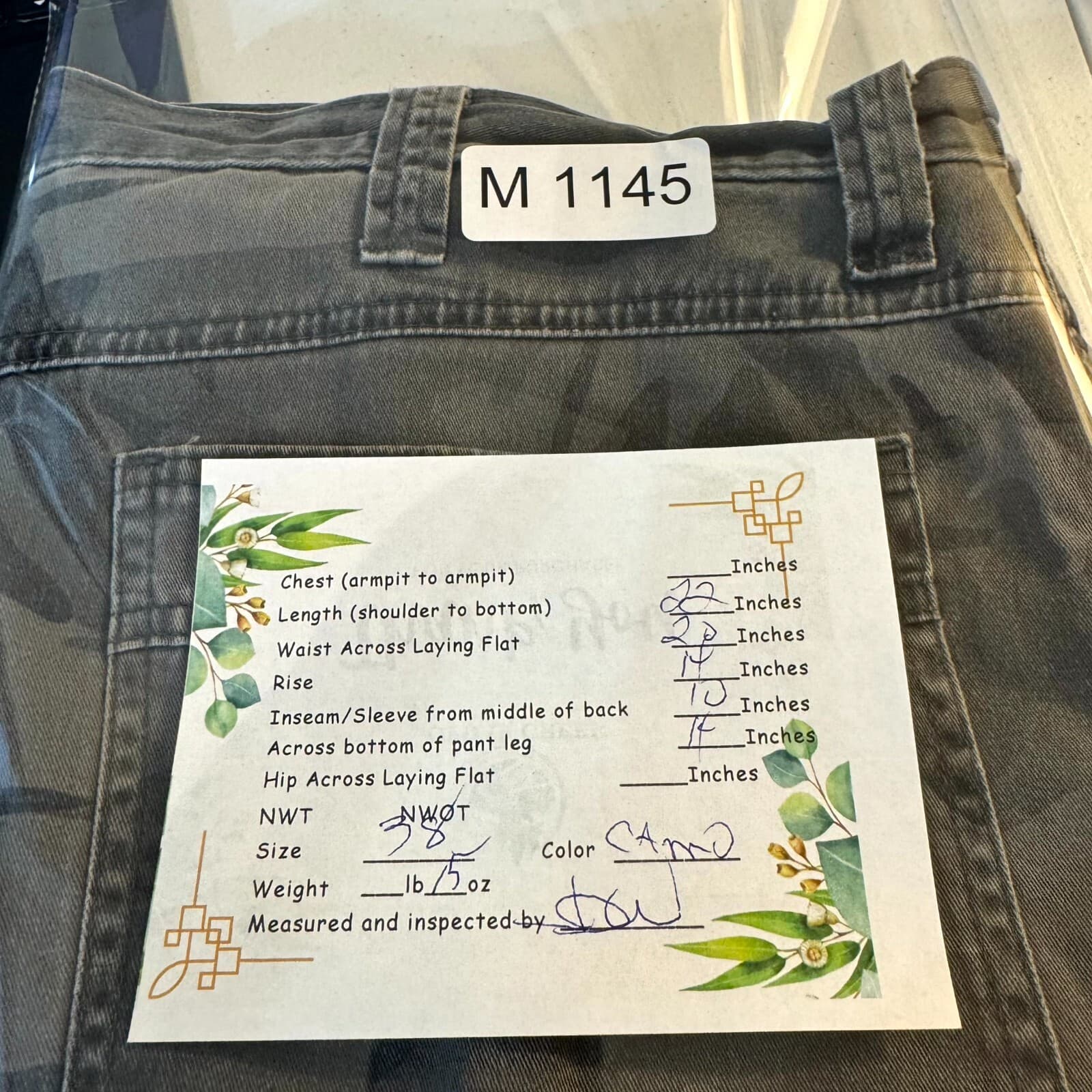 Men’s Cargo Shorts 38 Gray Camouflage 100% Cotton Classic Fit - Thumbnail 9