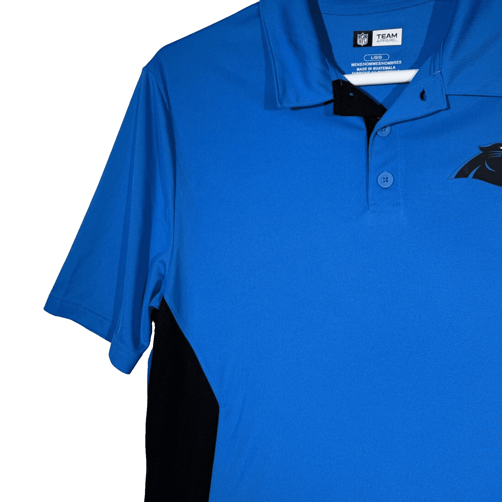Team Apparel Men’s NFL Carolina Panthers Polo Shirt L Blue/Black 100% Polyester - Thumbnail 4