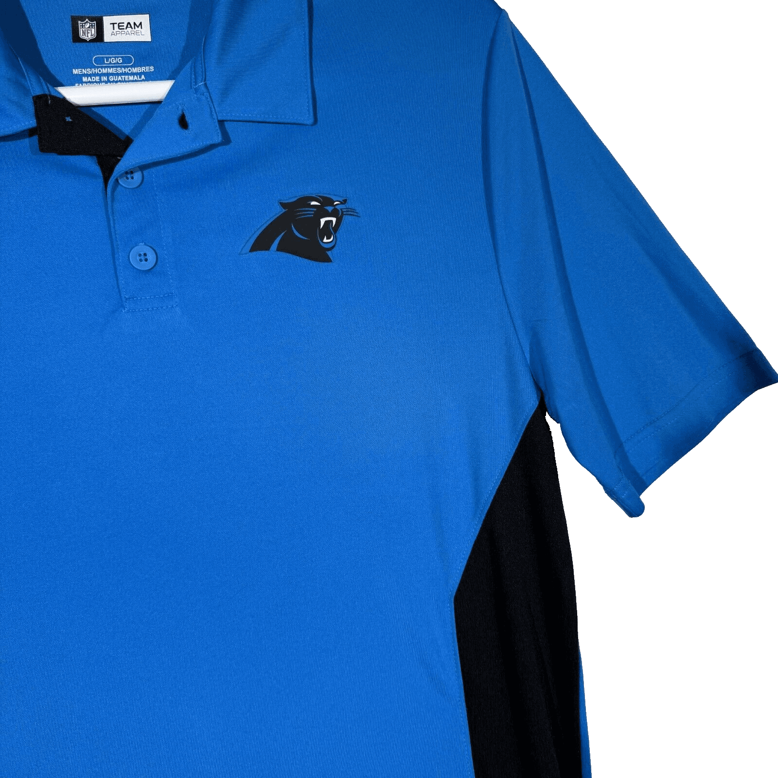Team Apparel Men’s NFL Carolina Panthers Polo Shirt L Blue/Black 100% Polyester - Thumbnail 6