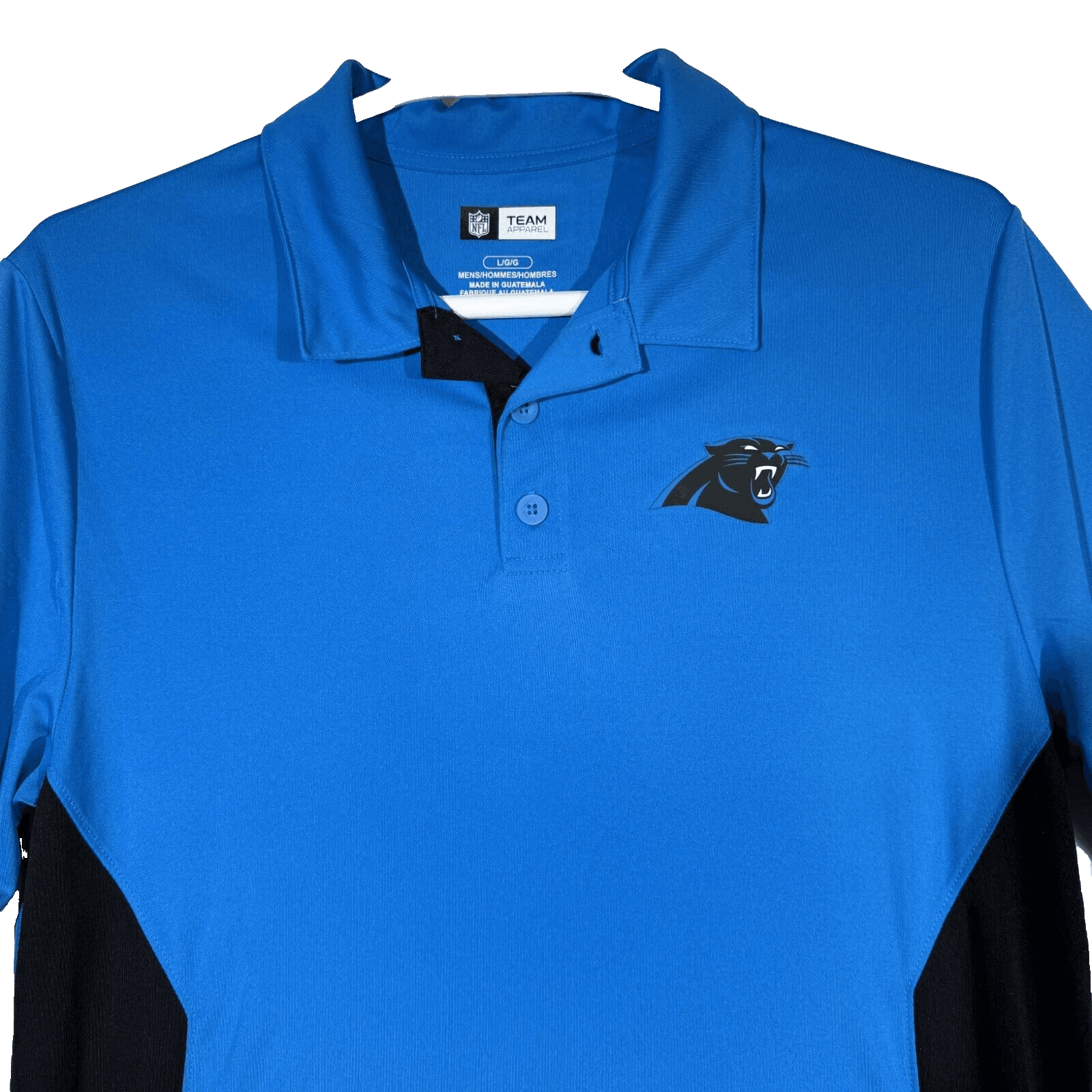 Team Apparel Men’s NFL Carolina Panthers Polo Shirt L Blue/Black 100% Polyester - Thumbnail 5