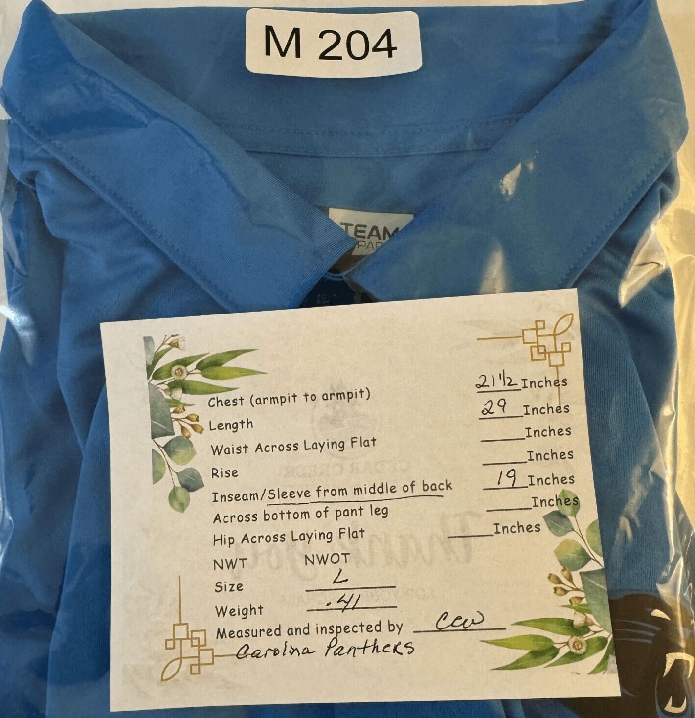 Team Apparel Men’s NFL Carolina Panthers Polo Shirt L Blue/Black 100% Polyester - Thumbnail 8