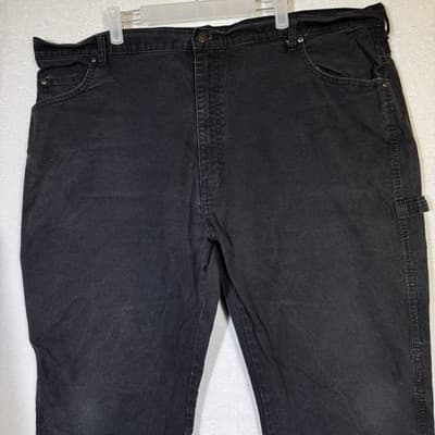 Dickies Jeans Mens 46x30 (44x30) Black Stretch Denim Carpenter Workwear Pants - Thumbnail 4
