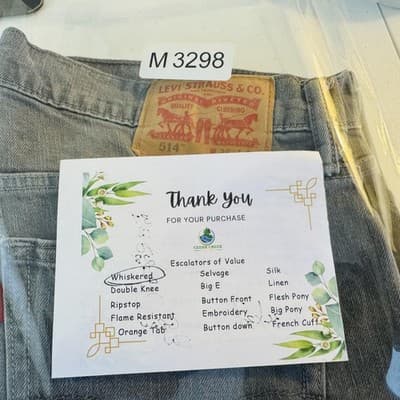 Levis 514 Jeans Mens 36x30 Gray Light Wash Straight Denim Stretch Zip Fly - Thumbnail 12