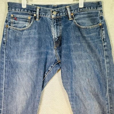 Vintage Polo Ralph Lauren Jeans Mens 34x32 Blue Medium Wash Tapered Denim - Thumbnail 4