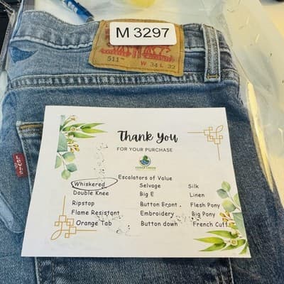 Levis 511 Jeans Mens 34x32 Blue Light Wash Slim Tapered Stretch Denim Zip Fly - Thumbnail 11