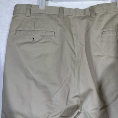 Jos. A. Bank Pants Mens 36x30 Beige Pleated Chino Cuffed 100% Cotton Khakis1.75 - Thumbnail 7