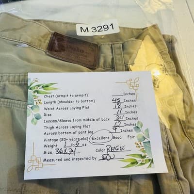 Polo Ralph Lauren Khakis Mens 36x34 Beige Cotton Authentic Dungarees Zip Fly - Thumbnail 9