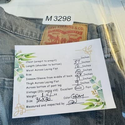 Levis 514 Jeans Mens 36x30 Gray Light Wash Straight Denim Stretch Zip Fly - Thumbnail 13