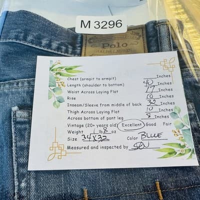 Vintage Polo Ralph Lauren Jeans Mens 34x32 Blue Medium Wash Tapered Denim - Thumbnail 11