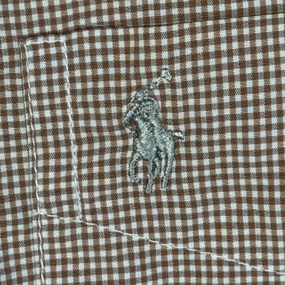 Polo Ralph Lauren Shirt Mens XL Brown Check Short Sleeve Button Up Pocket Pony - Thumbnail 7