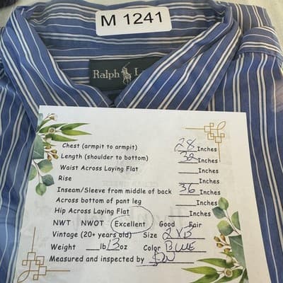 Ralph Lauren Shirt Mens 2XB Blue Striped Button Down Classic Long Sleeve Pony - Thumbnail 11