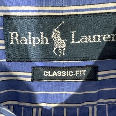 Ralph Lauren Shirt Mens 2XB Blue Striped Button Down Classic Long Sleeve Pony - Thumbnail 7