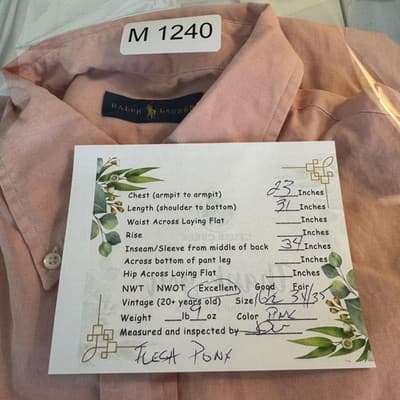 Ralph Lauren Shirt Mens Large Pink Oxford Button Down Long Sleeve Pony Logo - Thumbnail 17