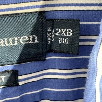 Ralph Lauren Shirt Mens 2XB Blue Striped Button Down Classic Long Sleeve Pony - Thumbnail 8