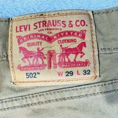 Levis 502 Jeans Mens 29x32 Brown Tapered Regular Denim Zip Fly Mid Rise - Thumbnail 3