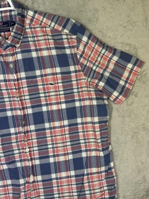 Vineyard Vines Shirt Mens XL Red Blue Plaid Tucker Button Down Stretch - Thumbnail 5