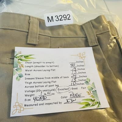 Dickies Pants Mens 40x29 Beige Khakis Polyester Cotton Zip Fly W541E5F - Thumbnail 9