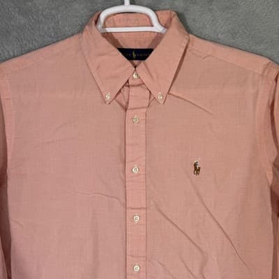 Ralph Lauren Shirt Mens Large Pink Oxford Button Down Long Sleeve Pony Logo - Thumbnail 4