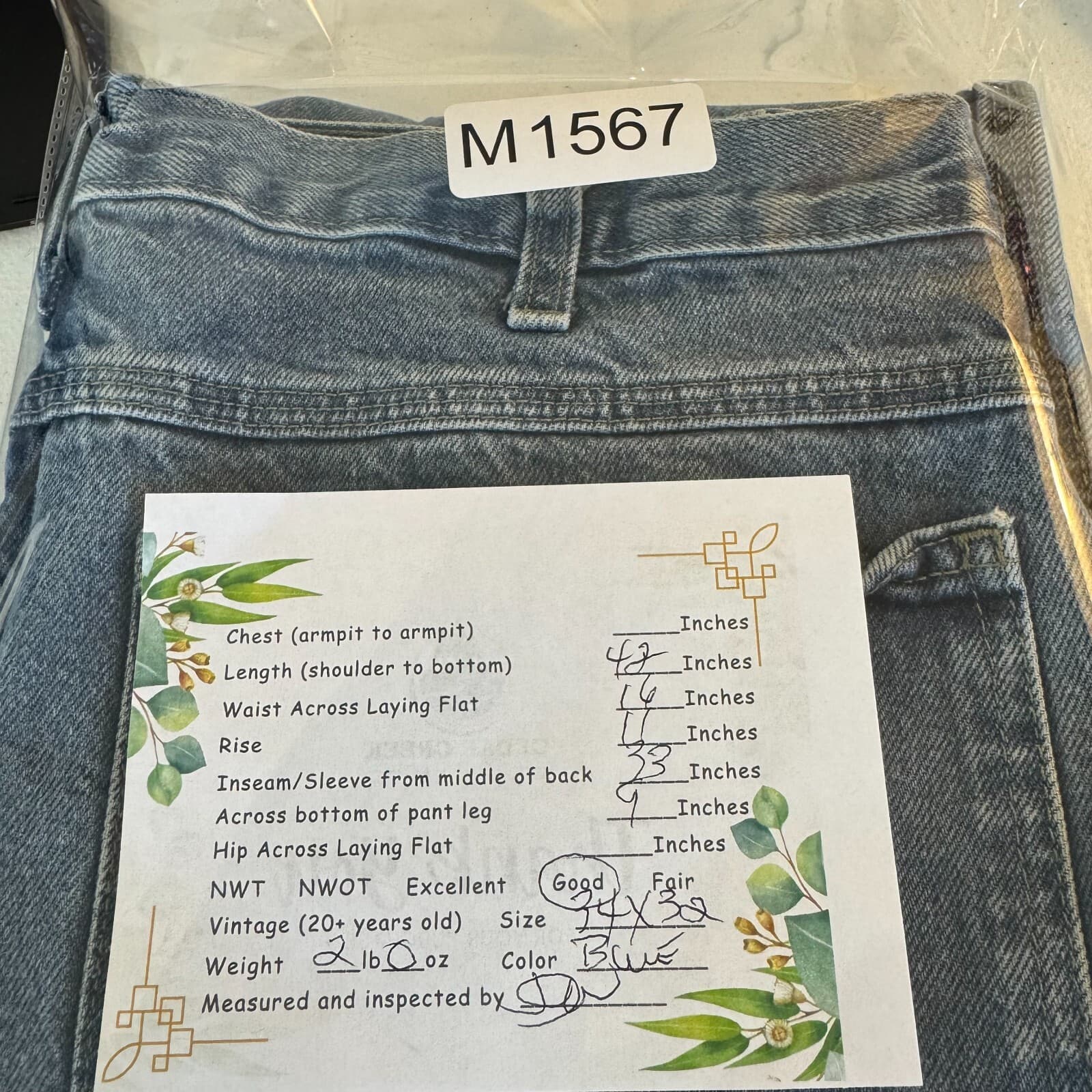 Dickies Carpenter Jeans Men’s 34x32 Blue Denim Workwear Utility Straight M1567 - Thumbnail 8