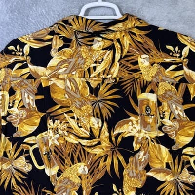 Panama Jack Shirt Mens 2XL Black Tropical Parrot Beer Hawaiian Camp Button Up - Thumbnail 9
