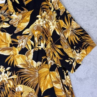 Panama Jack Shirt Mens 2XL Black Tropical Parrot Beer Hawaiian Camp Button Up - Thumbnail 5