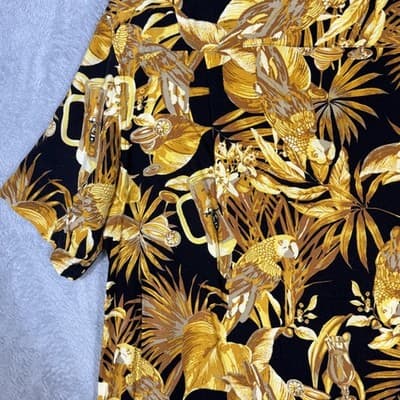 Panama Jack Shirt Mens 2XL Black Tropical Parrot Beer Hawaiian Camp Button Up - Thumbnail 8