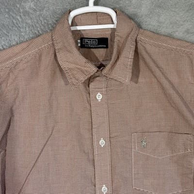 Polo Ralph Lauren Shirt Mens XL Brown Check Short Sleeve Button Up Pocket Pony - Thumbnail 4