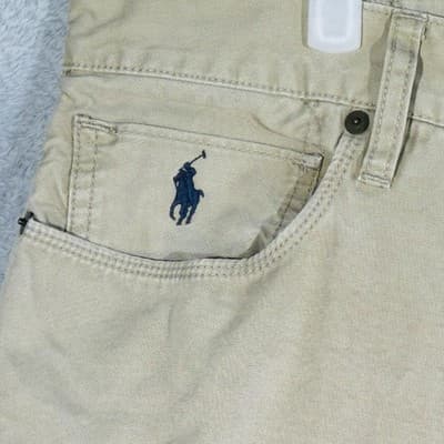 Polo Ralph Lauren Khakis Mens 36x34 Beige Cotton Authentic Dungarees Zip Fly - Thumbnail 3