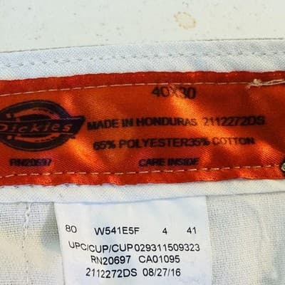 Dickies Pants Mens 40x29 Beige Khakis Polyester Cotton Zip Fly W541E5F - Thumbnail 4