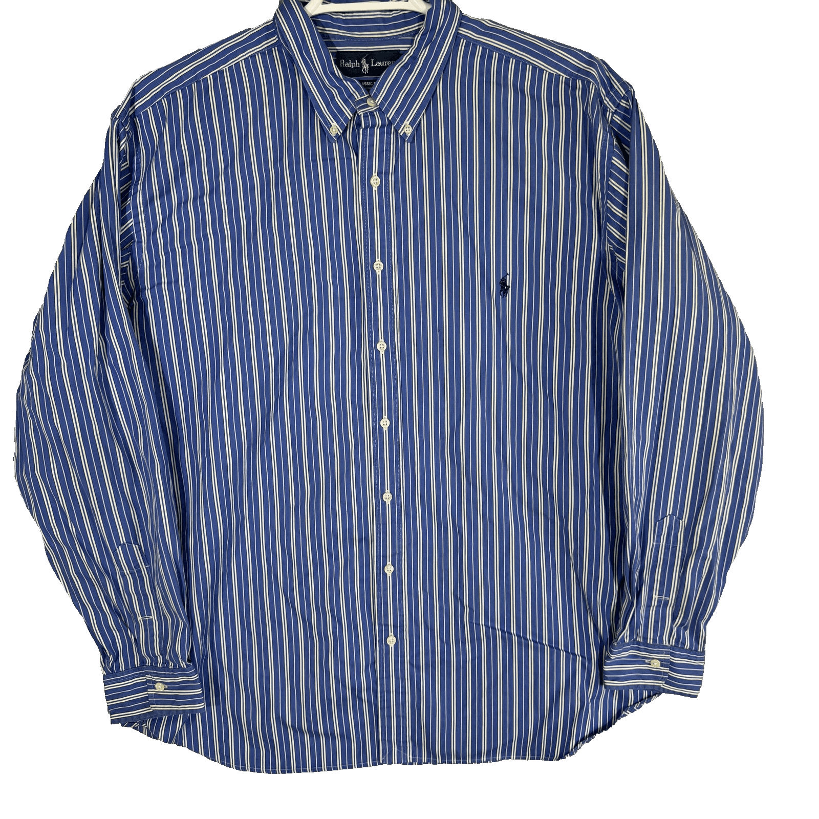 Ralph Lauren Shirt Mens 2XB Blue Striped Button Down Classic Long Sleeve Pony - Image 1