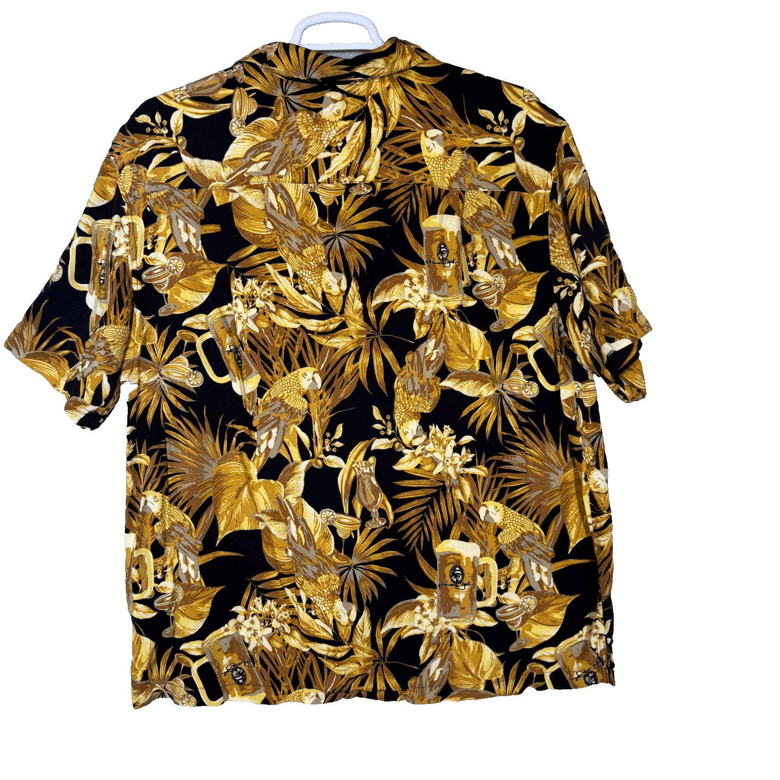 Panama Jack Shirt Mens 2XL Black Tropical Parrot Beer Hawaiian Camp Button Up - Thumbnail 2