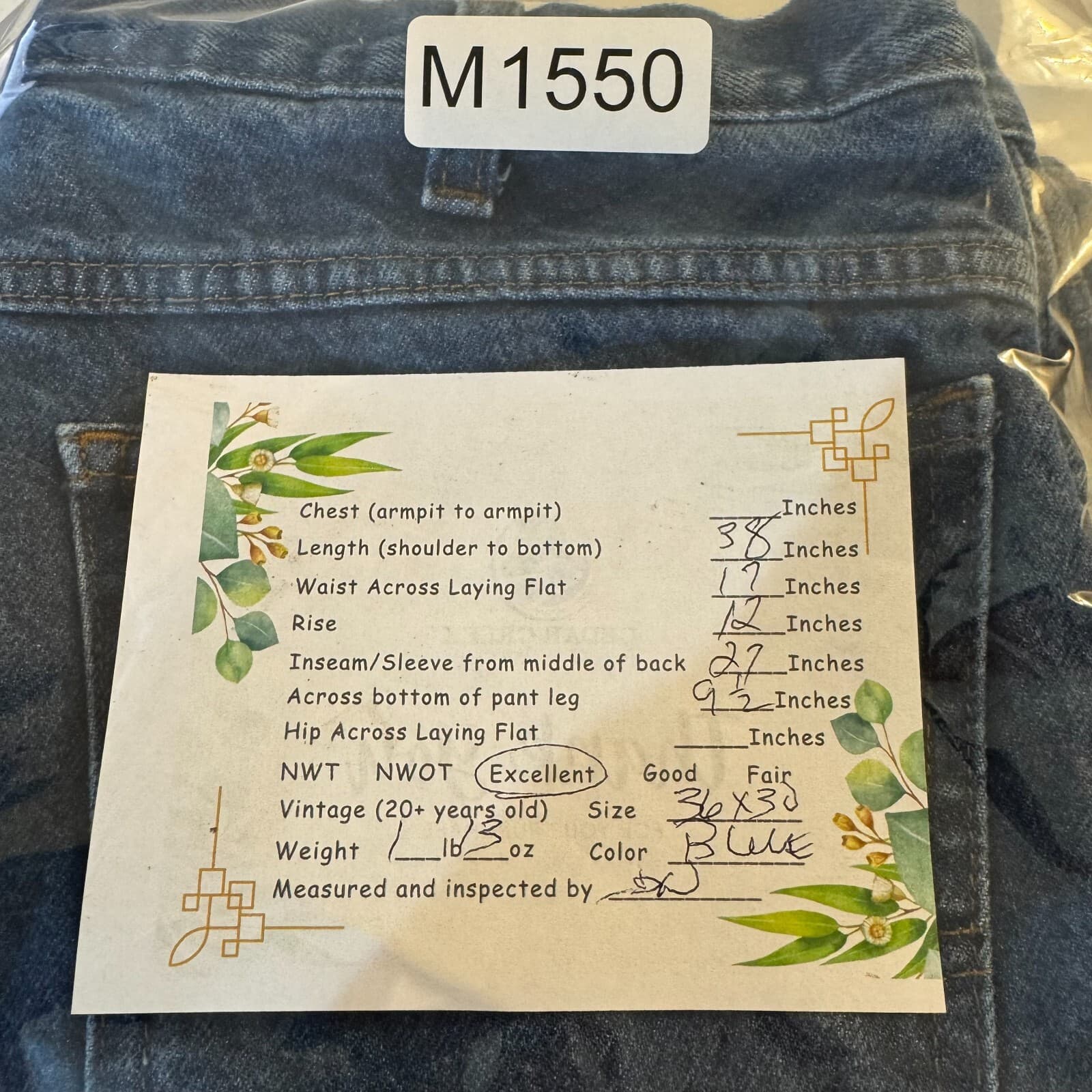 Dickies Jeans Men's 36x30 Blue Denim 100% Cotton Regular Fit Straight Leg - Thumbnail 8