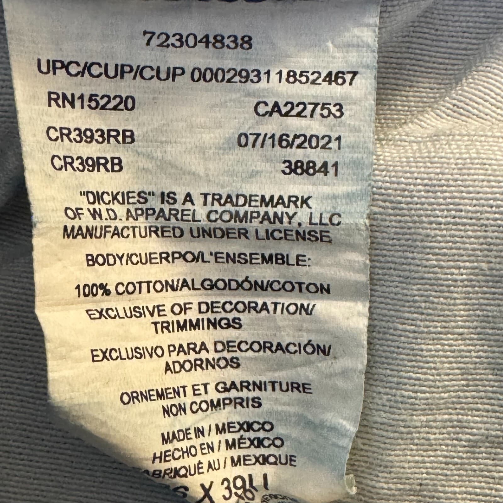 Dickies Jeans Men's 36x30 Blue Denim 100% Cotton Regular Fit Straight Leg - Thumbnail 11