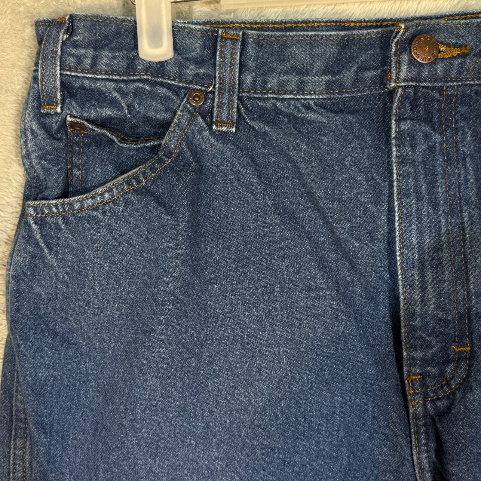 Dickies Jeans Men's 36x30 Blue Denim 100% Cotton Regular Fit Straight Leg - Thumbnail 3