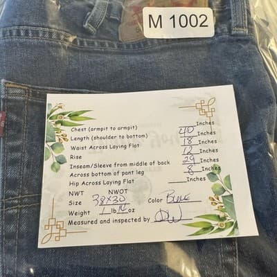 Levis 505 Jeans Mens 38x29 (38x30) Blue Medium Wash Straight Leg Regular Fit - Thumbnail 15