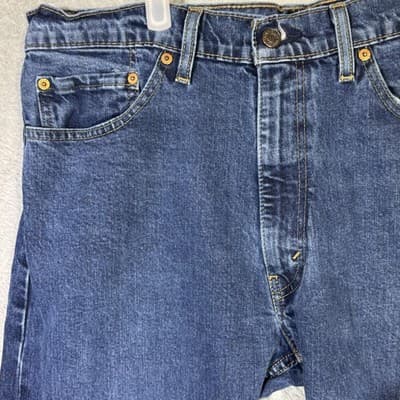 Levis 505 Jeans Mens 38x29 (38x30) Blue Medium Wash Straight Leg Regular Fit - Thumbnail 3
