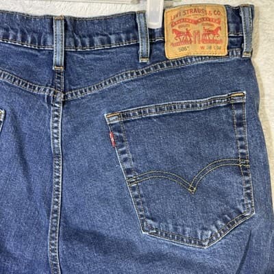 Levis 505 Jeans Mens 38x29 (38x30) Blue Medium Wash Straight Leg Regular Fit - Thumbnail 7