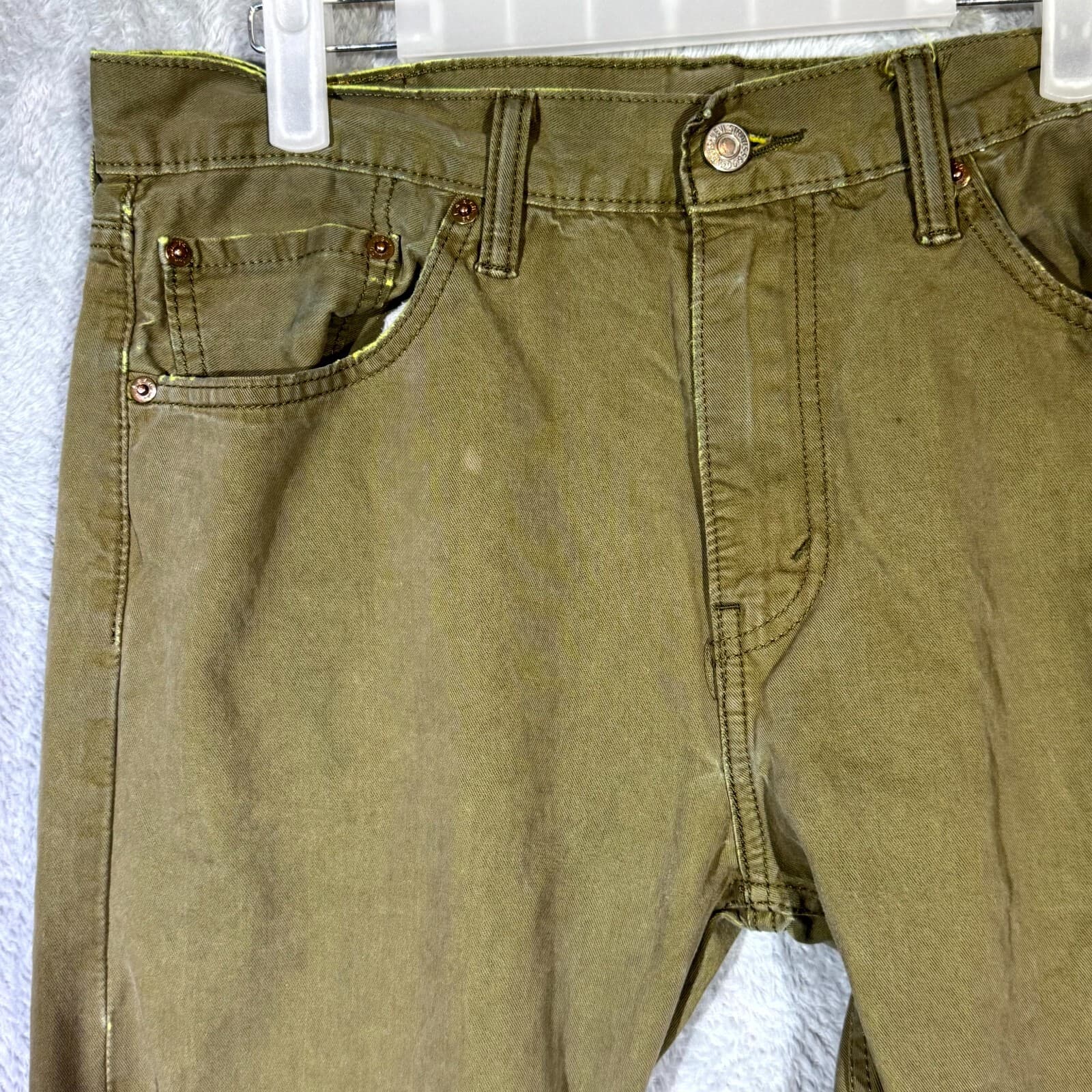 Levis Jeans Mens 32x34 Green Denim Straight Leg 100 Percent Cotton Mid Rise - Thumbnail 3
