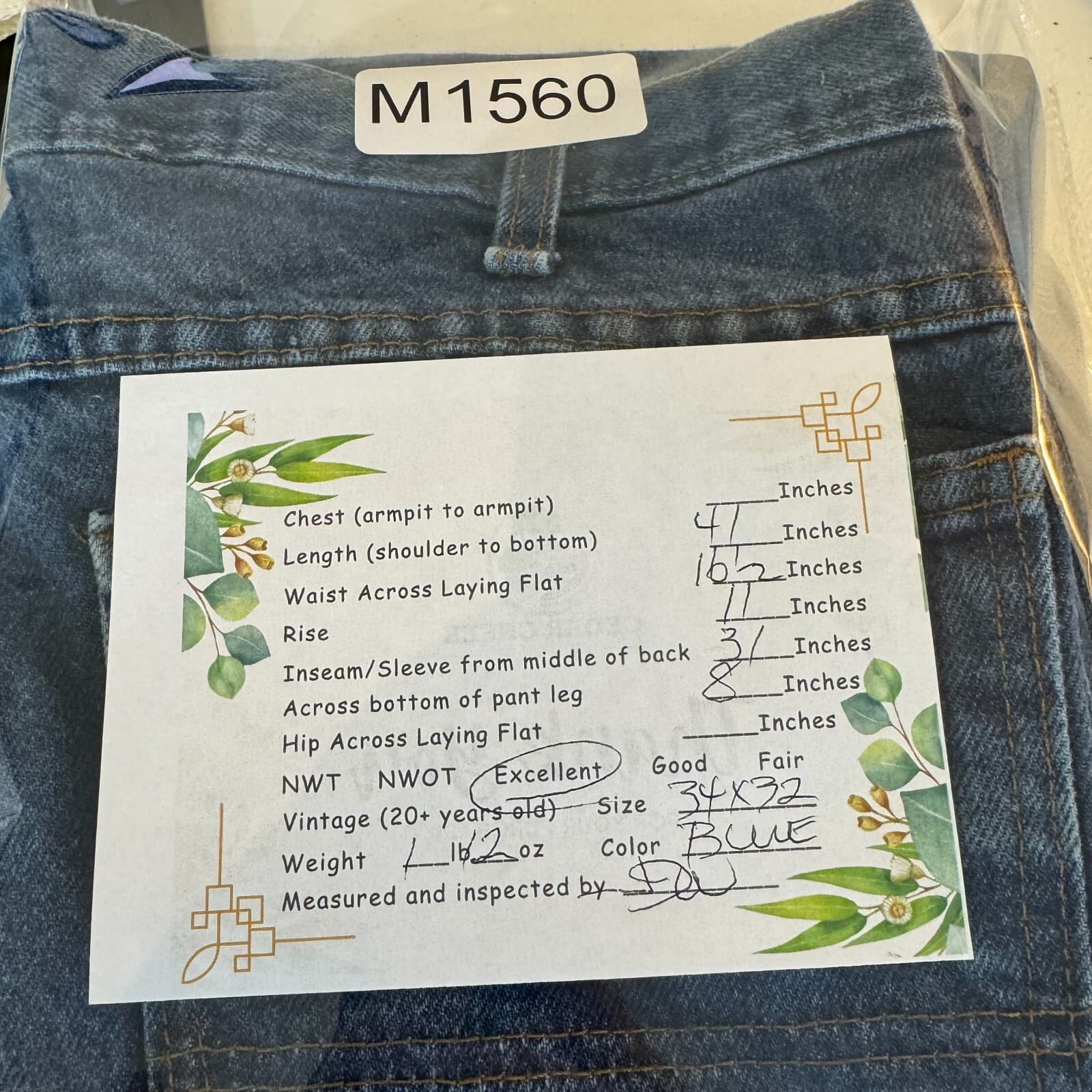 Dickies Jeans Men's 34x32 Blue Denim Regular Fit Straight Leg Work - Thumbnail 8