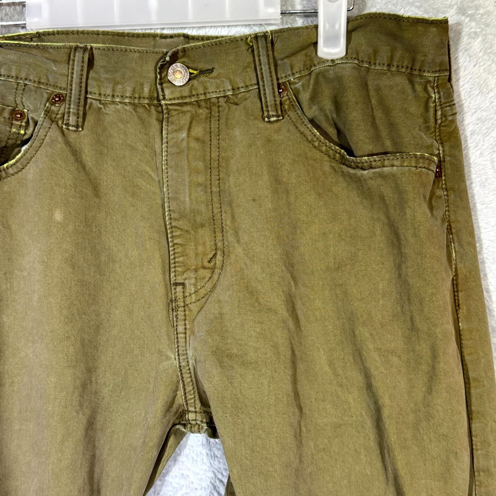 Levis Jeans Mens 32x34 Green Denim Straight Leg 100 Percent Cotton Mid Rise - Thumbnail 4