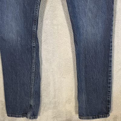 Levis 505 Jeans Mens 34x31 (34x32) Blue Medium Wash Straight Leg Stretch Denim - Thumbnail 5