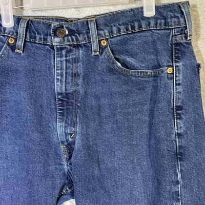 Levis 505 Jeans Mens 38x29 (38x30) Blue Medium Wash Straight Leg Regular Fit - Thumbnail 4