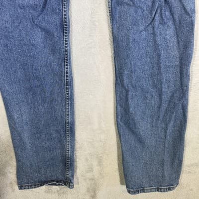 Levis 505 Jeans Mens 36x33 (38x34) Blue Medium Wash Straight Leg Denim Stretch - Thumbnail 8