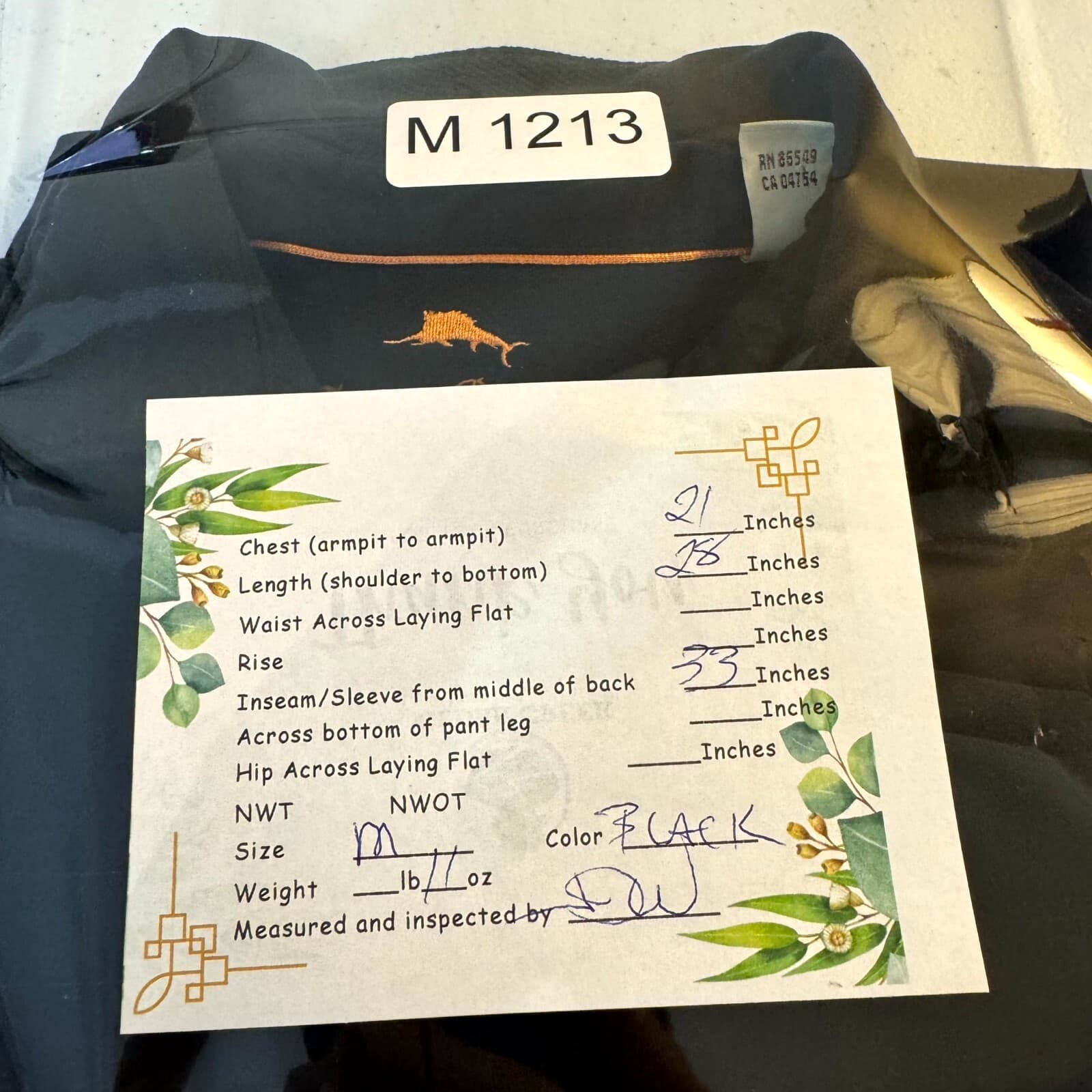 Tommy Bahama Mens Polo Shirt Medium Black Long Sleeve Pima Modal Blend - Thumbnail 9