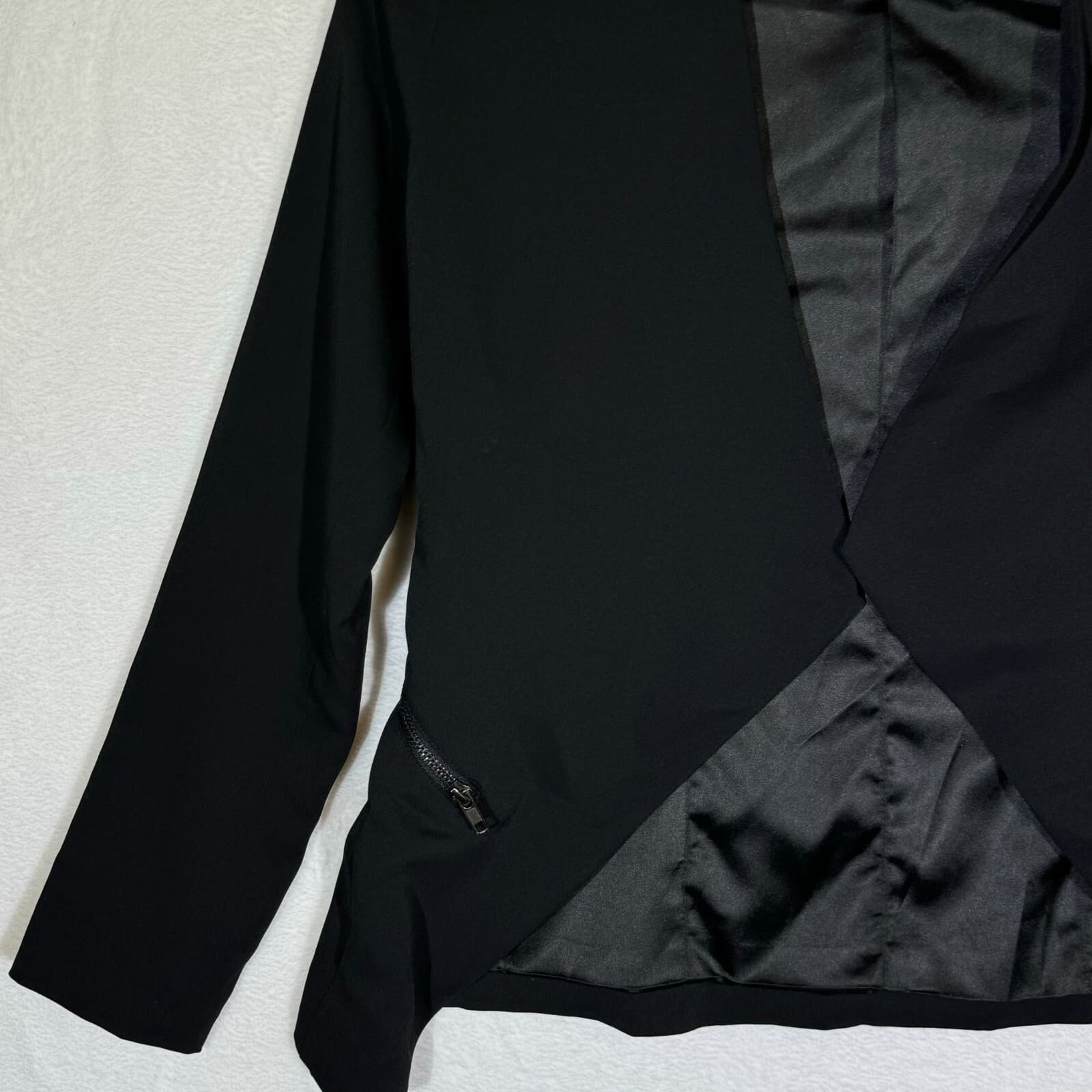 Elodie Women’s Black Draped Jacket XS – Zip Pockets, 100% Polyester, Excellent - Thumbnail 4