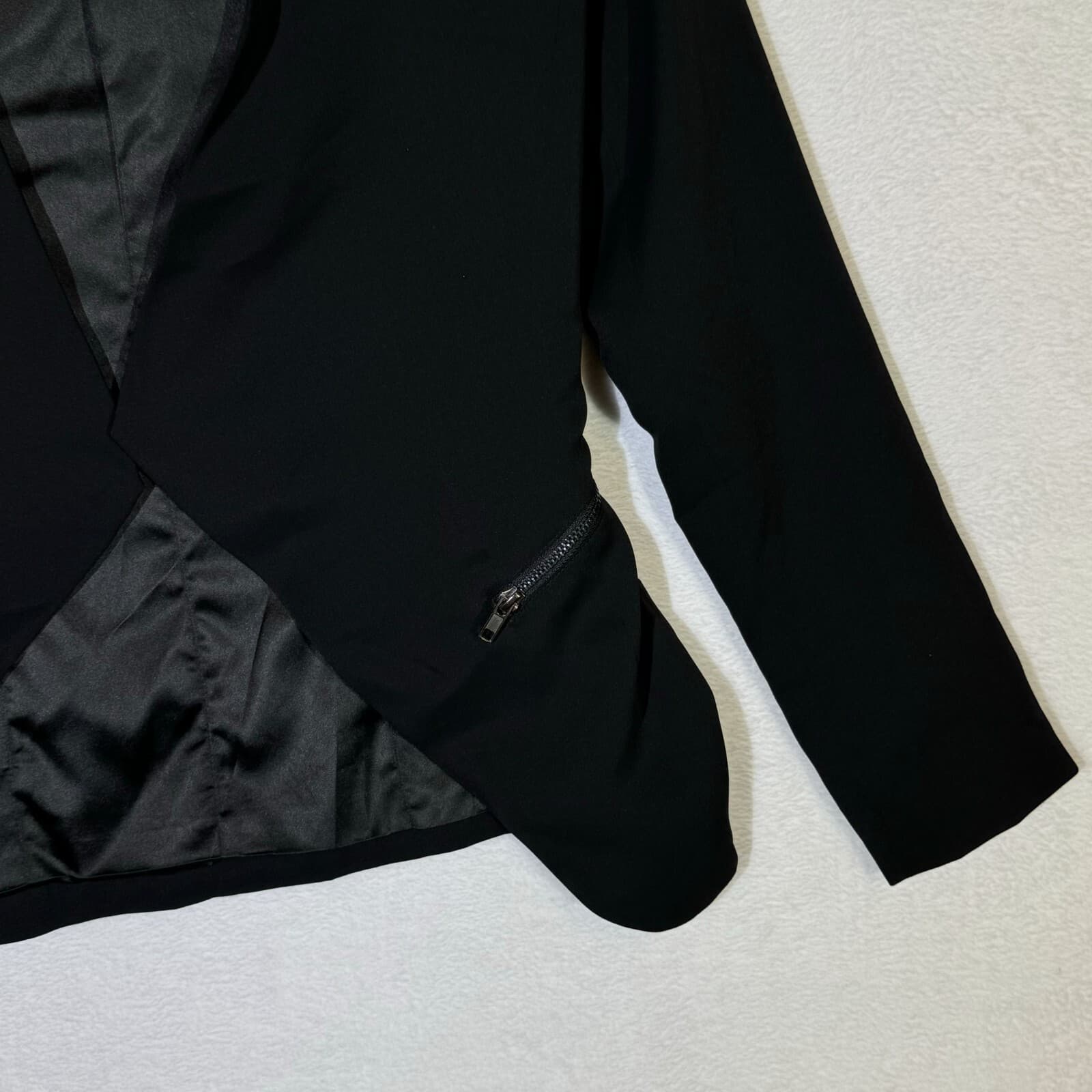 Elodie Women’s Black Draped Jacket XS – Zip Pockets, 100% Polyester, Excellent - Thumbnail 6