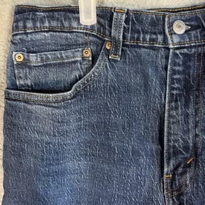 Levis 505 Jeans Mens 34x31 (34x32) Blue Medium Wash Straight Leg Stretch Denim - Thumbnail 3
