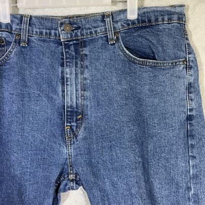 Levis 505 Jeans Mens 36x33 (38x34) Blue Medium Wash Straight Leg Denim Stretch - Thumbnail 4