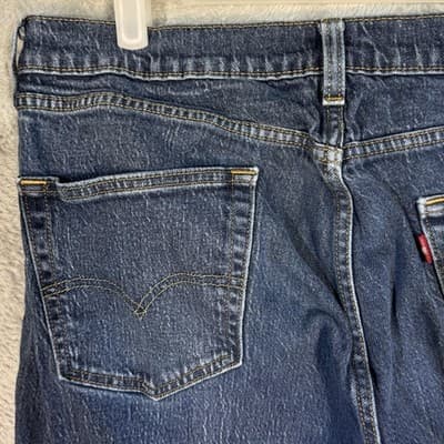 Levis 505 Jeans Mens 34x31 (34x32) Blue Medium Wash Straight Leg Stretch Denim - Thumbnail 6