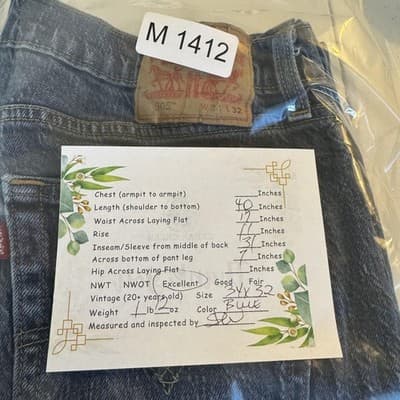 Levis 505 Jeans Mens 34x31 (34x32) Blue Medium Wash Straight Leg Stretch Denim - Thumbnail 15